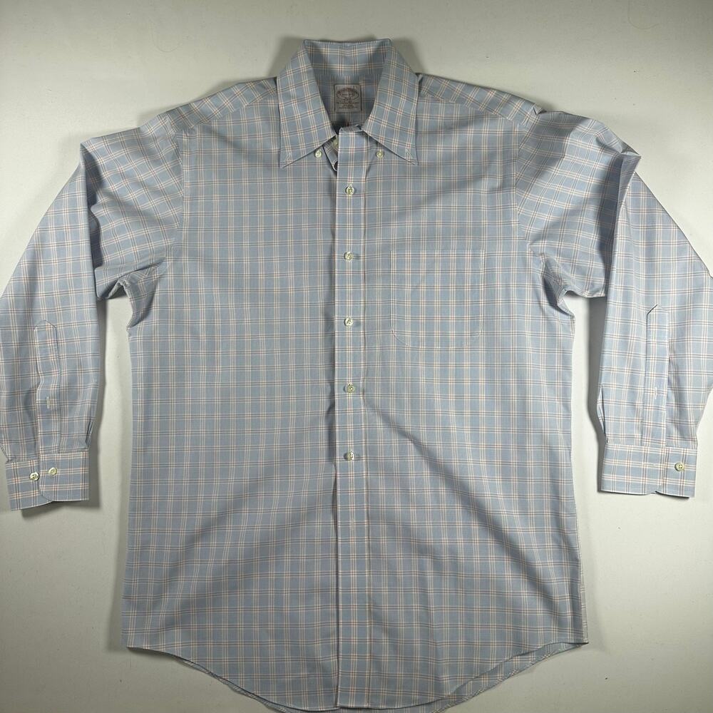 Brooks Brothers Poplin Plaid Dress Shirt 15.5-2/3